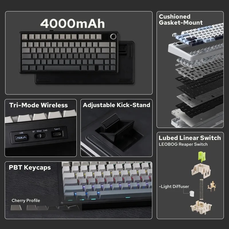لوحة مفاتيح ميكانيكية AULA F75 - مراجعة Pc Gaming Keyboard وسعره